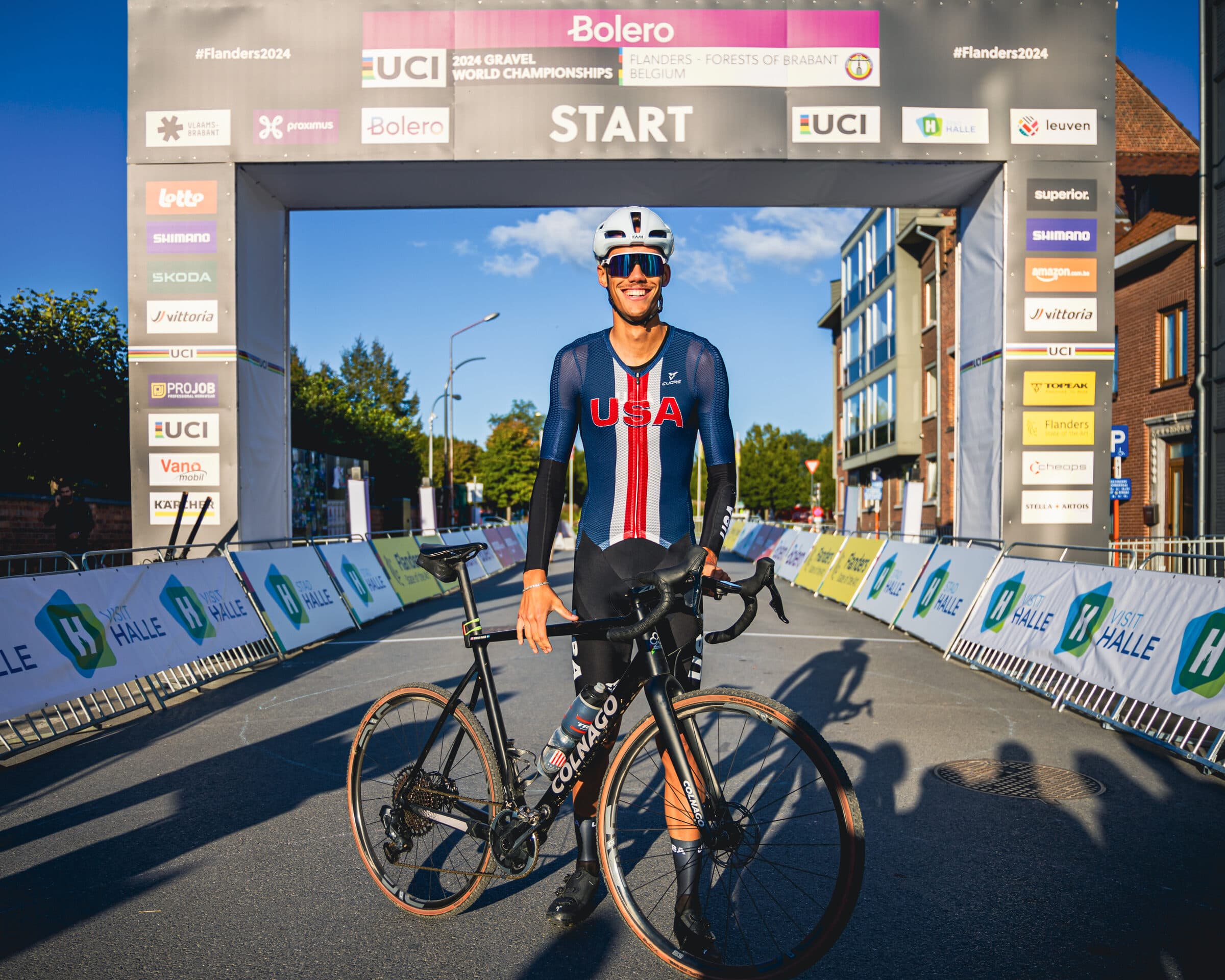 Donoven Francis in Team USA kit at the UCI Gravel World Championships