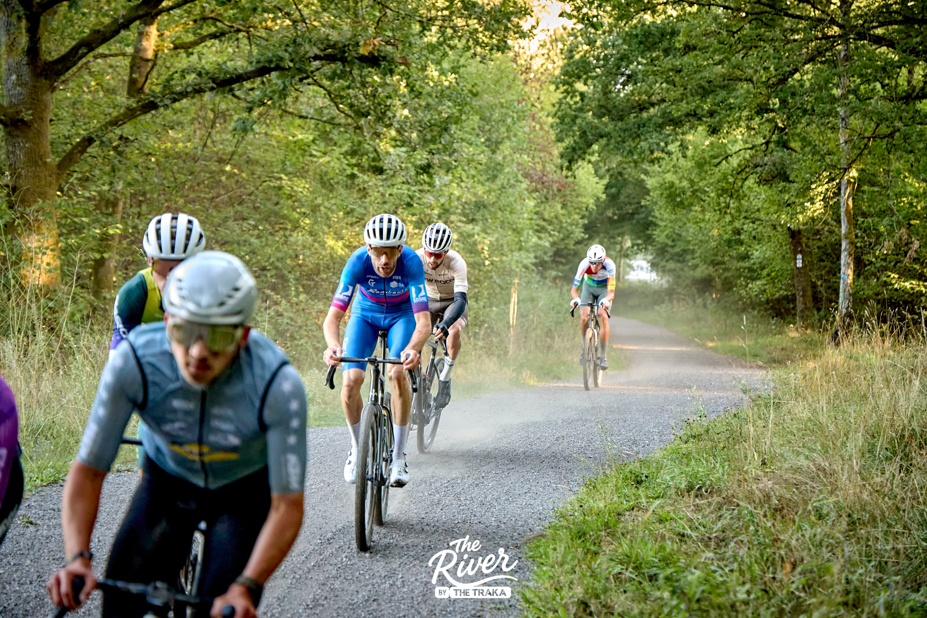 Donoven Francis fighting back toward the front group at The River by The Traka